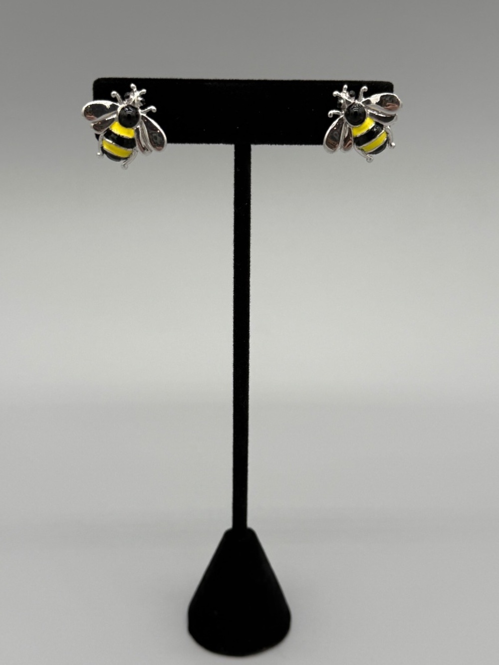 Sterling Silver and Enamel Bee earrings